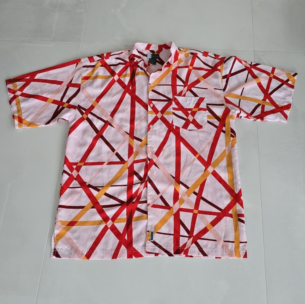 Black Label Geometric-Printed Short-Sleeve Shirt - White, Red and Yellow - 2XL